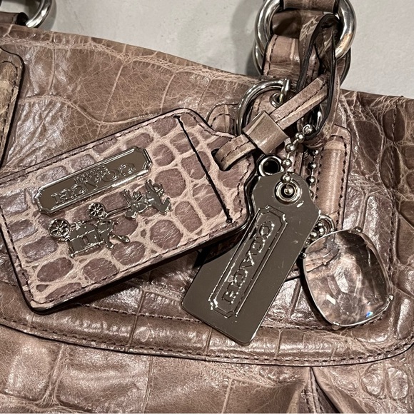 Coach Croc Embossed Taupe Madison Satchel #14601 - Picture 6 of 16